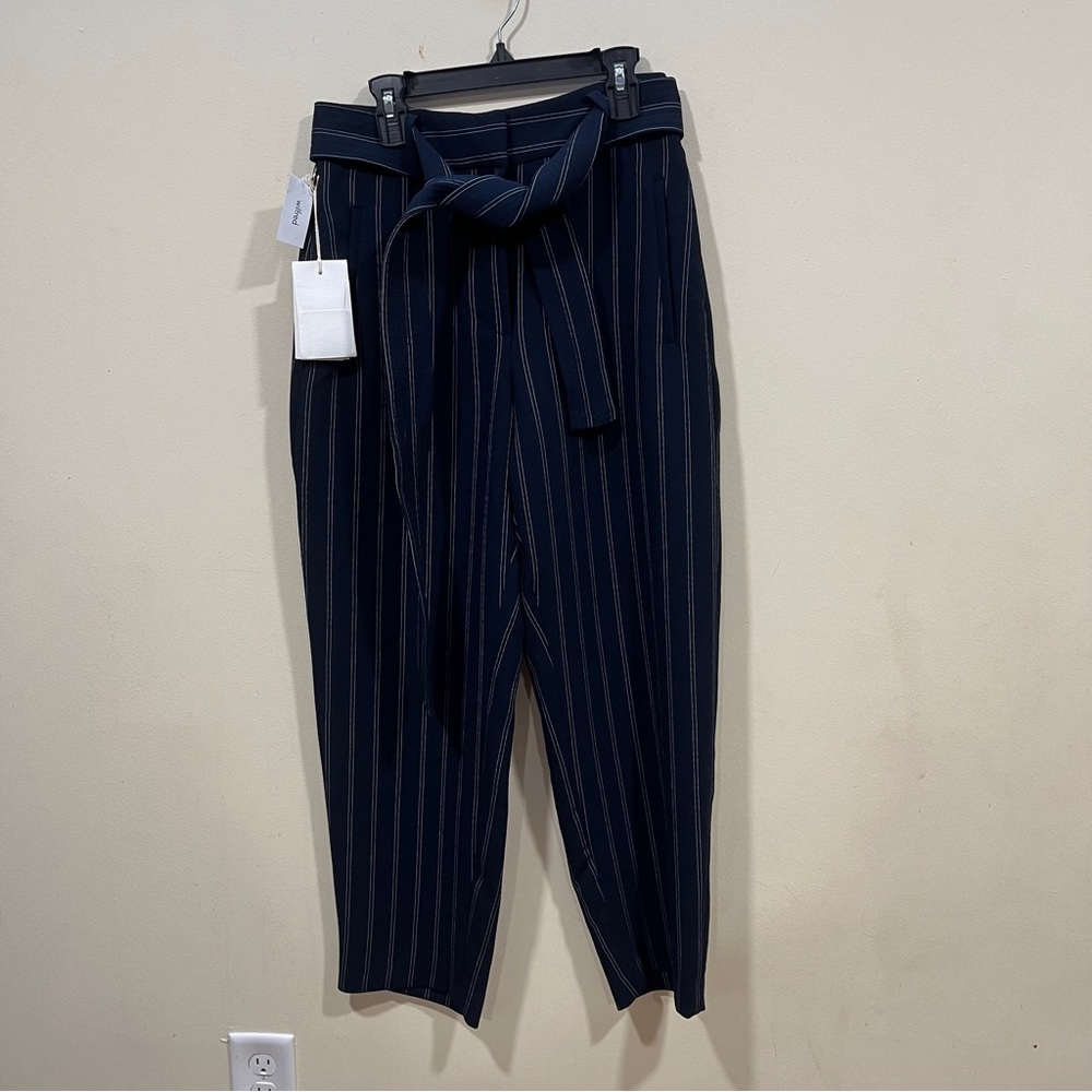 NWT Aritzia Wilfred Tie-Front (Jallade) Pant size 4 striped navy & white - Picture 7 of 12